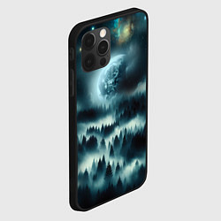 Чехол для iPhone 12 Pro Max Луна и туман в лесу, цвет: 3D-черный — фото 2