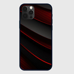 Чехол iPhone 12 Pro Max Красная абстракция с черными линиями