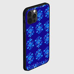 Чехол для iPhone 12 Pro Max Узоры гжель на синем фоне, цвет: 3D-черный — фото 2