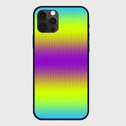 Чехол для iPhone 12 Pro Max Неоновые салатовые и фиолетовые полосы, цвет: 3D-черный