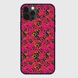 Чехол iPhone 12 Pro Max Взаимосвязанные листочки, розового жёлтого и синег