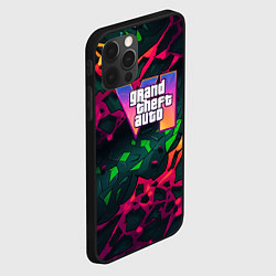 Чехол для iPhone 12 Pro Max GTA 6 logo яркий неоновый камуфляжный стиль, цвет: 3D-черный — фото 2
