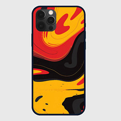 Чехол для iPhone 12 Pro Max Красные желтые оранжевые пятна краски, цвет: 3D-черный