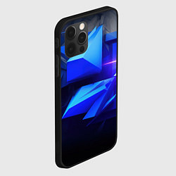 Чехол для iPhone 12 Pro Max Black blue background abstract, цвет: 3D-черный — фото 2