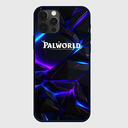 Чехол для iPhone 12 Pro Max Palworld логотип на черных неоновых плитах, цвет: 3D-черный