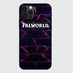 Чехол iPhone 12 Pro Max Palworld логотип фиолетовые яркие плиты