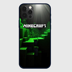 Чехол iPhone 12 Pro Max Minecraft logo зеленые яркие плитки