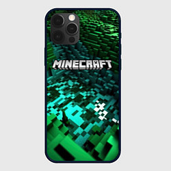 Чехол iPhone 12 Pro Max Minecraft logo в стиле киберпанк