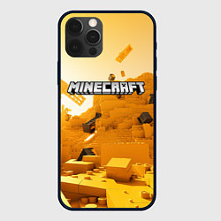 Чехол iPhone 12 Pro Max Minecraft logo яркий желтый мир