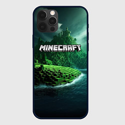 Чехол iPhone 12 Pro Max Minecraft logo зеленый мир