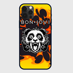 Чехол для iPhone 12 Pro Max Bon Jovi рок панда и огонь, цвет: 3D-черный
