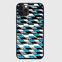 Чехол для iPhone 12 Pro Max Синие треугольники и квадраты на белом фоне, цвет: 3D-черный