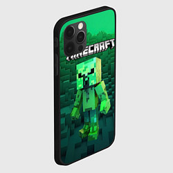 Чехол для iPhone 12 Pro Max Minecraft персонаж зеленый монстр, цвет: 3D-черный — фото 2