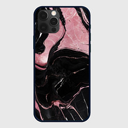 Чехол для iPhone 12 Pro Max Черно-розовый мрамор, цвет: 3D-черный