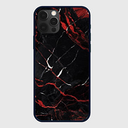 Чехол iPhone 12 Pro Max Черно-красный мрамор