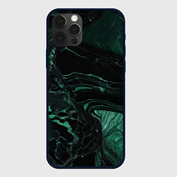 Чехол для iPhone 12 Pro Max Черно-зеленый мрамор, цвет: 3D-черный