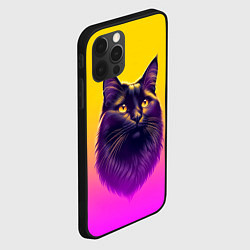 Чехол для iPhone 12 Pro Max Кот чёрный с золотыми глазами, цвет: 3D-черный — фото 2