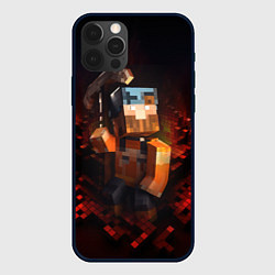 Чехол для iPhone 12 Pro Max Minecraft персонаж в огне, цвет: 3D-черный