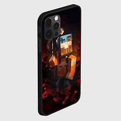 Чехол для iPhone 12 Pro Max Minecraft персонаж в огне, цвет: 3D-черный — фото 2