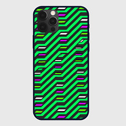 Чехол для iPhone 12 Pro Max Киберпанк узор зелёный и чёрный, цвет: 3D-черный