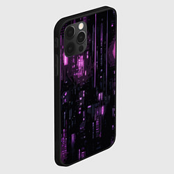 Чехол для iPhone 12 Pro Max Киберпанк светящиеся фиолетовые элементы, цвет: 3D-черный — фото 2