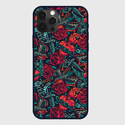 Чехол для iPhone 12 Pro Max Старинные флэш татуировки, цвет: 3D-черный