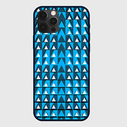 Чехол для iPhone 12 Pro Max Узор из треугольников синий, цвет: 3D-черный