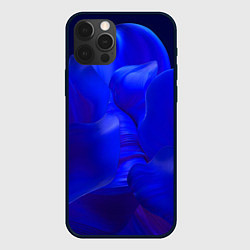 Чехол для iPhone 12 Pro Max Неоновый синий цветок, цвет: 3D-черный
