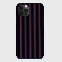 Чехол iPhone 12 Pro Max Тёмный фиолетовый в полоску