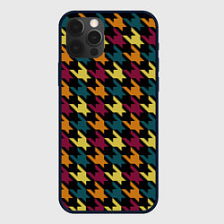 Чехол для iPhone 12 Pro Max Цветной узор гусиные лапки, цвет: 3D-черный