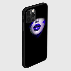 Чехол для iPhone 12 Pro Max Синяя помада, цвет: 3D-черный — фото 2
