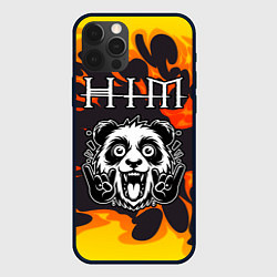 Чехол для iPhone 12 Pro Max HIM рок панда и огонь, цвет: 3D-черный