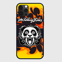 Чехол для iPhone 12 Pro Max Rolling Stones рок панда и огонь, цвет: 3D-черный