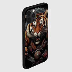 Чехол для iPhone 12 Pro Max Муай-Тай тигр в стойке боевые искусства, цвет: 3D-черный — фото 2