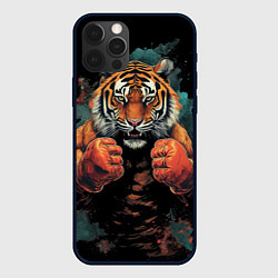 Чехол для iPhone 12 Pro Max Тигр в стойке тайский бокс, цвет: 3D-черный