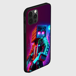 Чехол для iPhone 12 Pro Max Cyberpunk and Minecraft - collaboration ai art, цвет: 3D-черный — фото 2