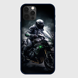 Чехол для iPhone 12 Pro Max Мотоциклист и дым, цвет: 3D-черный