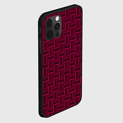 Чехол для iPhone 12 Pro Max Тёмный розовый клетка-полоски, цвет: 3D-черный — фото 2
