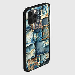 Чехол для iPhone 12 Pro Max Деним пэчворк-ржавчина, цвет: 3D-черный — фото 2