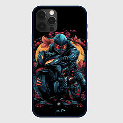 Чехол для iPhone 12 Pro Max Мотоцикл в стиле киберпанк, цвет: 3D-черный