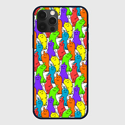 Чехол для iPhone 12 Pro Max Весёлые цветные презервативы, цвет: 3D-черный