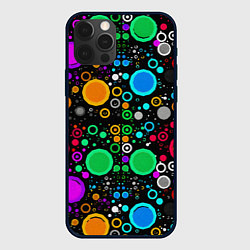 Чехол для iPhone 12 Pro Max Разноцветные круги, цвет: 3D-черный