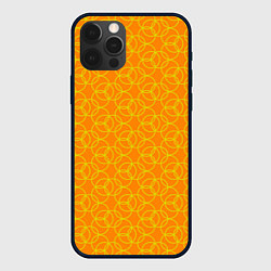 Чехол для iPhone 12 Pro Max Паттерн из окружностей оранжевый, цвет: 3D-черный