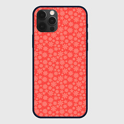 Чехол для iPhone 12 Pro Max Коралловый в цветочек паттерн, цвет: 3D-черный