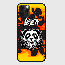 Чехол для iPhone 12 Pro Max Slayer рок панда и огонь, цвет: 3D-черный