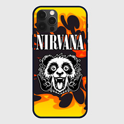 Чехол для iPhone 12 Pro Max Nirvana рок панда и огонь, цвет: 3D-черный