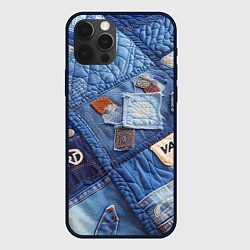 Чехол для iPhone 12 Pro Max Vanguard jeans patchwork - ai art, цвет: 3D-черный