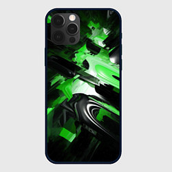 Чехол iPhone 12 Pro Max Green dark abstract geometry style