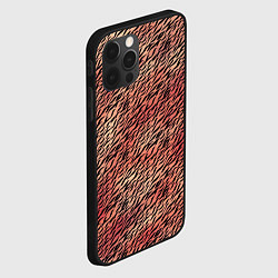 Чехол для iPhone 12 Pro Max Имитация шкуры красно-коричневый, цвет: 3D-черный — фото 2