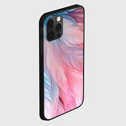 Чехол для iPhone 12 Pro Max Пастельно-голубые и розовые перья, цвет: 3D-черный — фото 2